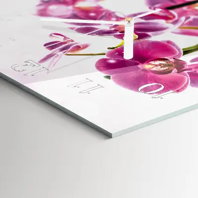 Nástěnné hodiny skleněné čtvercové Orchidej