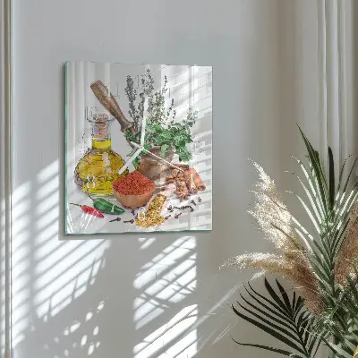 Čtvercové skleněné hodiny na stěnu Koření
