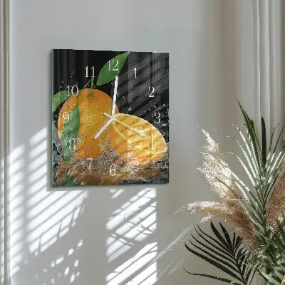Nástěnné hodiny skleněné čtvercové Pomeranče