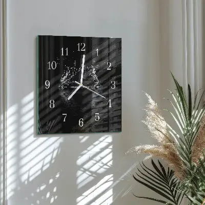 Čtvercové skleněné hodiny na zeď Voda