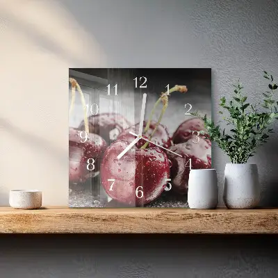 Hodiny s fotkou skleněné čtvercové Třešeň