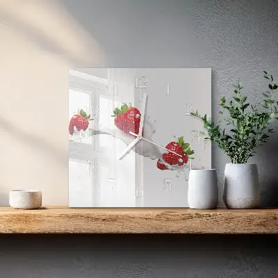 Hodiny na skle čtvercové Jahoda