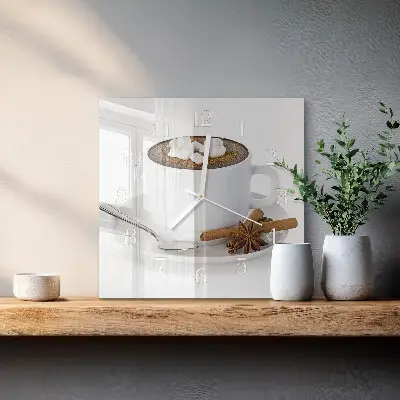 Hodiny s fotkou skleněné čtvercové Čokoláda
