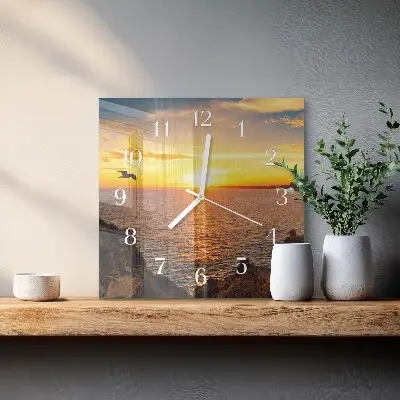 Hodiny s fotkou skleněné čtvercové Západ slunce