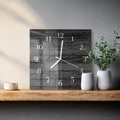 Čtvercové skleněné hodiny na zeď Dřevo