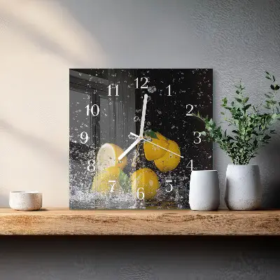 Nástěnné hodiny skleněné čtvercové Citrony