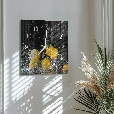 Nástěnné hodiny skleněné čtvercové Citrony