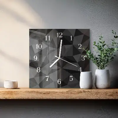 Čtvercové skleněné hodiny na zeď 3D vzor