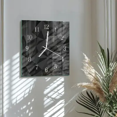 Čtvercové skleněné hodiny na zeď 3D vzor