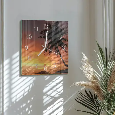 Čtvercové skleněné hodiny na stěnu Dlaň