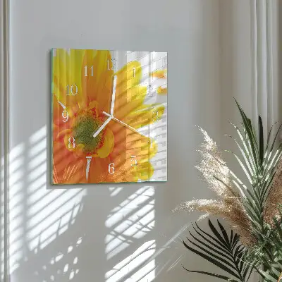Čtvercové skleněné hodiny na zeď Květ