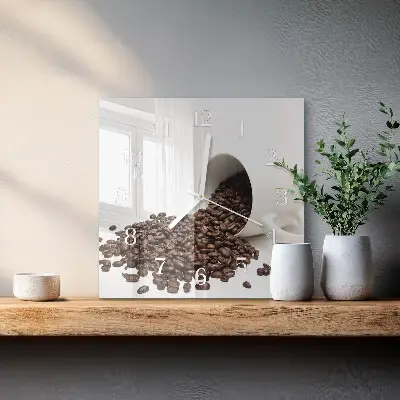 Hodiny s fotkou skleněné čtvercové Šálek kávy