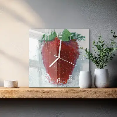 Hodiny na skle čtvercové Jahoda