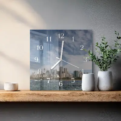 Hodiny s fotkou skleněné čtvercové Město