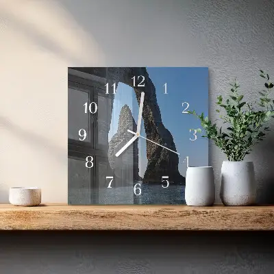 Hodiny s fotkou skleněné čtvercové Kámen