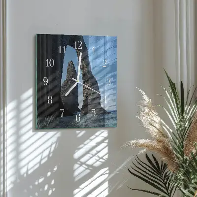 Hodiny s fotkou skleněné čtvercové Kámen