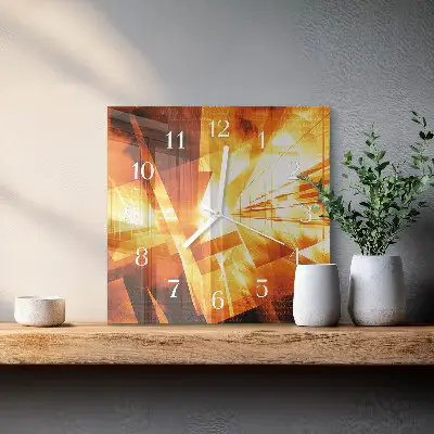 Čtvercové skleněné hodiny na zeď Abstrakce