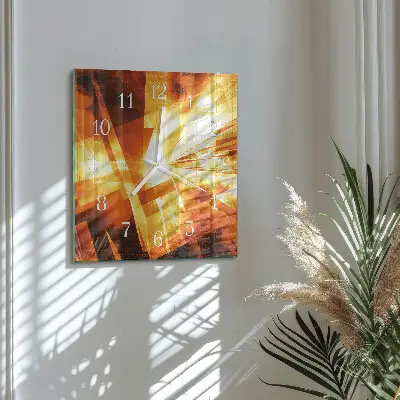 Čtvercové skleněné hodiny na zeď Abstrakce