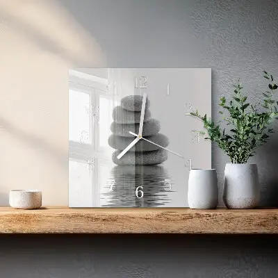 Nástěnné hodiny skleněné čtvercové Kameny