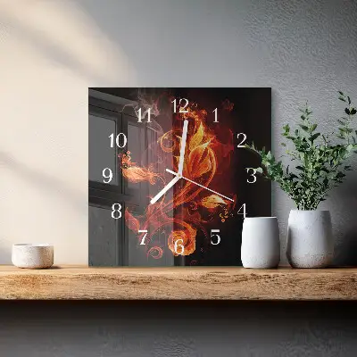 Hodiny s fotkou skleněné čtvercové Ohnivá květina