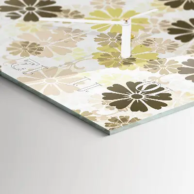 Čtvercové skleněné hodiny na zeď Floristické umění