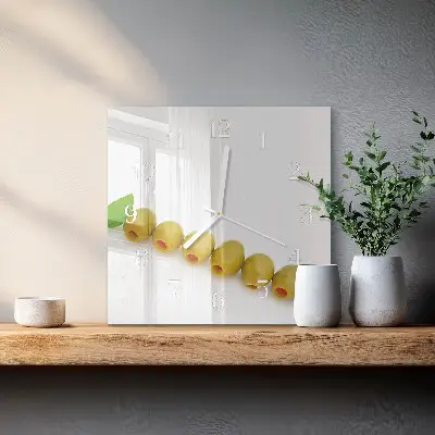 Hodiny na skle čtvercové Olivy