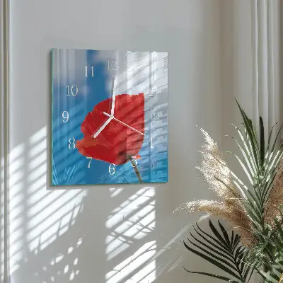 Nástěnné hodiny skleněné čtvercové Mák