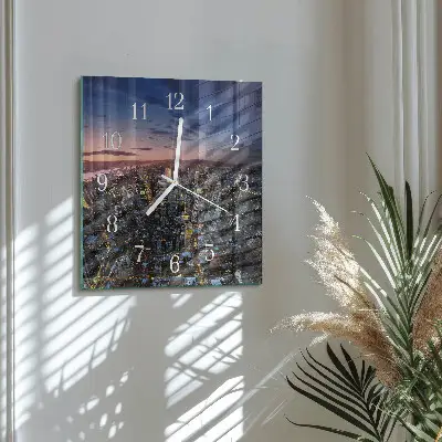 Hodiny s fotkou skleněné čtvercové Horizont