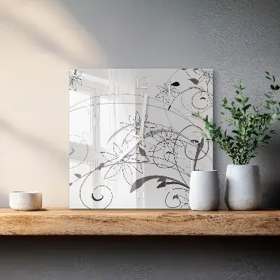 Čtvercové skleněné hodiny na stěnu Floristické umění