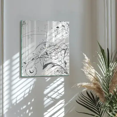 Čtvercové skleněné hodiny na stěnu Floristické umění