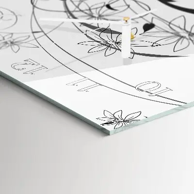 Čtvercové skleněné hodiny na stěnu Floristické umění