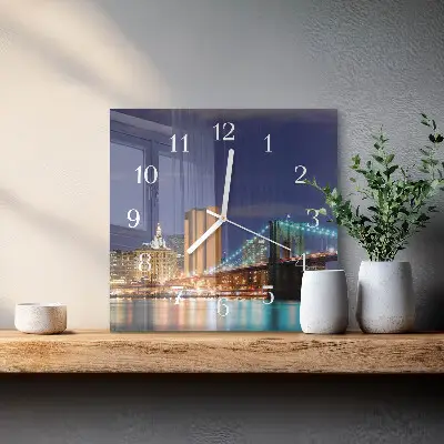 Čtvercové skleněné hodiny na zeď Horizontální most