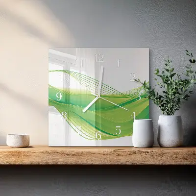 Nástěnné hodiny skleněné čtvercové Abstraktní linie