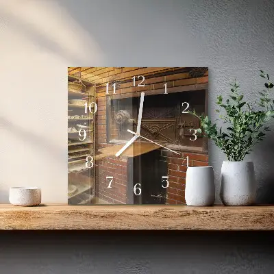 Čtvercové skleněné hodiny na zeď pec na chléb