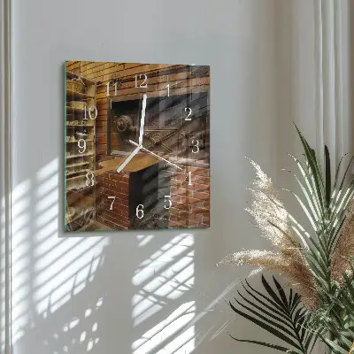 Čtvercové skleněné hodiny na zeď pec na chléb
