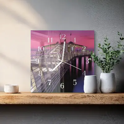 Čtvercové skleněné hodiny na zeď Molo