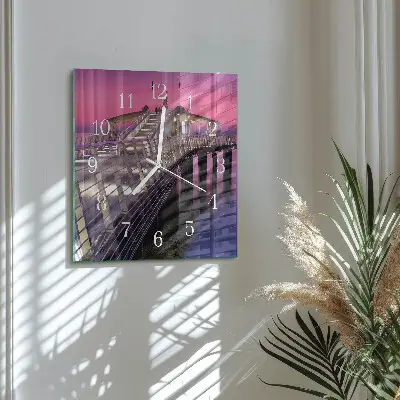 Čtvercové skleněné hodiny na zeď Molo