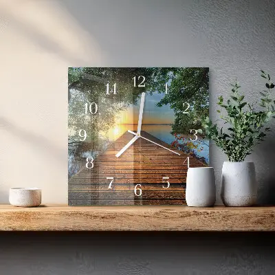 Čtvercové skleněné hodiny na zeď Síť