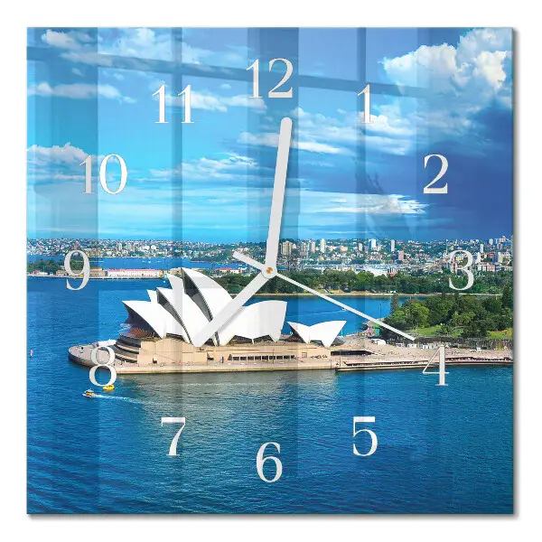 Čtvercové skleněné hodiny na stěnu Opera v Sydney