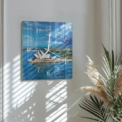 Čtvercové skleněné hodiny na stěnu Opera v Sydney