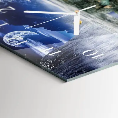 Hodiny na skle čtvercové Měsíc v horách