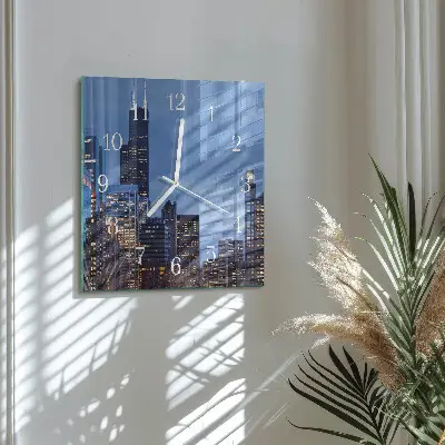 Čtvercové skleněné hodiny na zeď Horizont