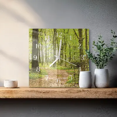 Hodiny s fotkou skleněné čtvercové Les