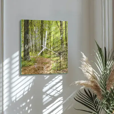 Hodiny s fotkou skleněné čtvercové Les