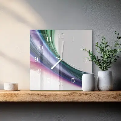 Čtvercové skleněné hodiny na zeď Abstraktní linie