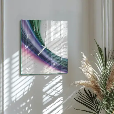 Čtvercové skleněné hodiny na zeď Abstraktní linie