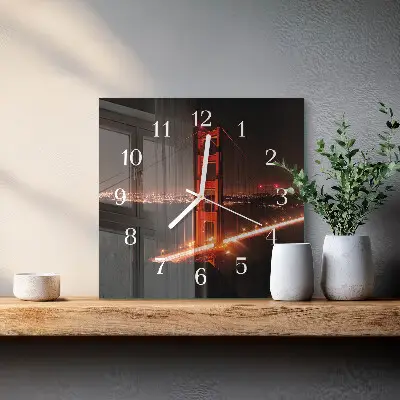 Čtvercové skleněné hodiny na zeď Most