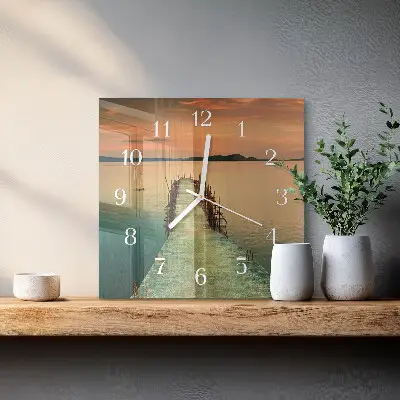 Čtvercové skleněné hodiny na zeď Síť