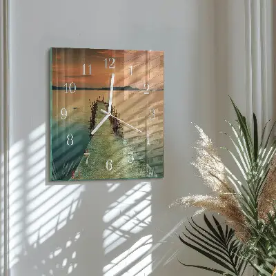 Čtvercové skleněné hodiny na zeď Síť