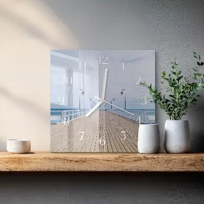 Hodiny na skle čtvercové Molo